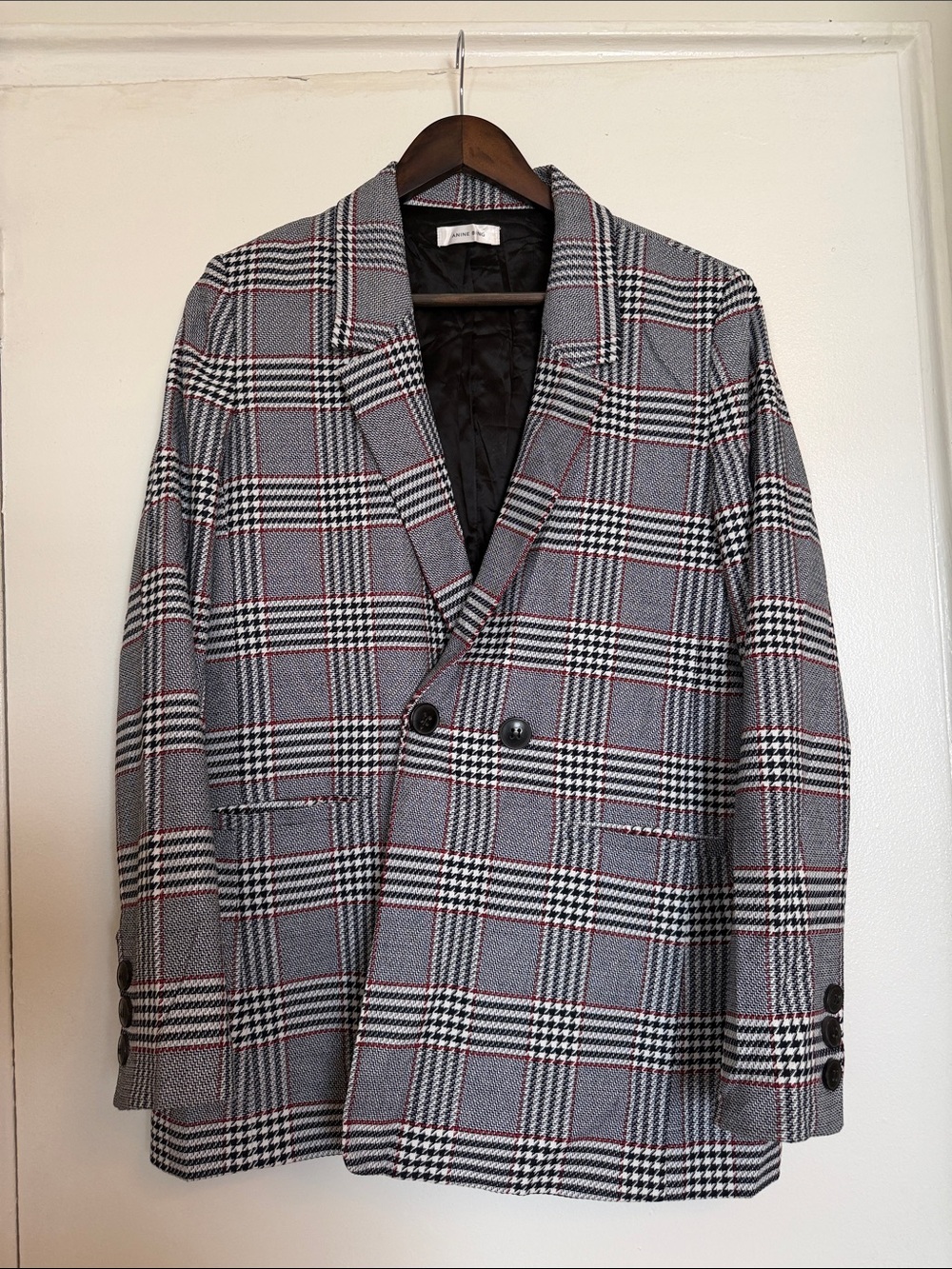 ANINE BING Madeline Plaid Blazer